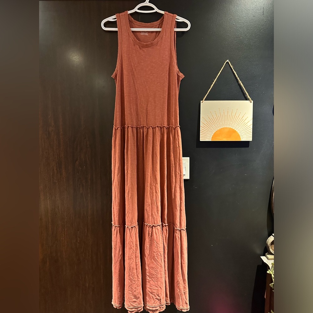 aerie Sleeveless Tiered Maxi Dress in Rust